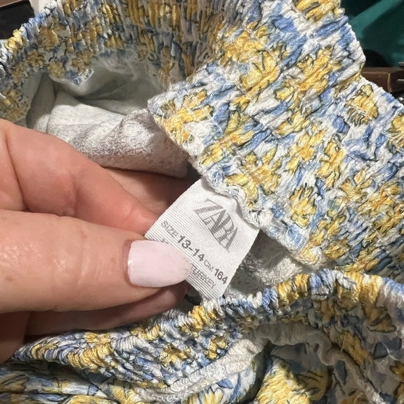 Zara Girls Floral Skort Size 13-14 Yellow Blue Ruffles Tiered - Picture 5 of 5